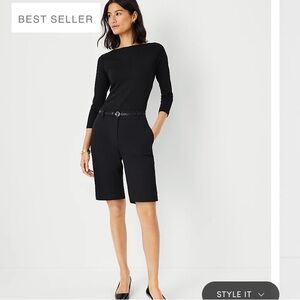 ANN TAYLOR long shorts, black cotton, 14